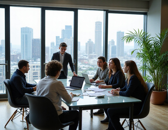 Startup team working in modern office