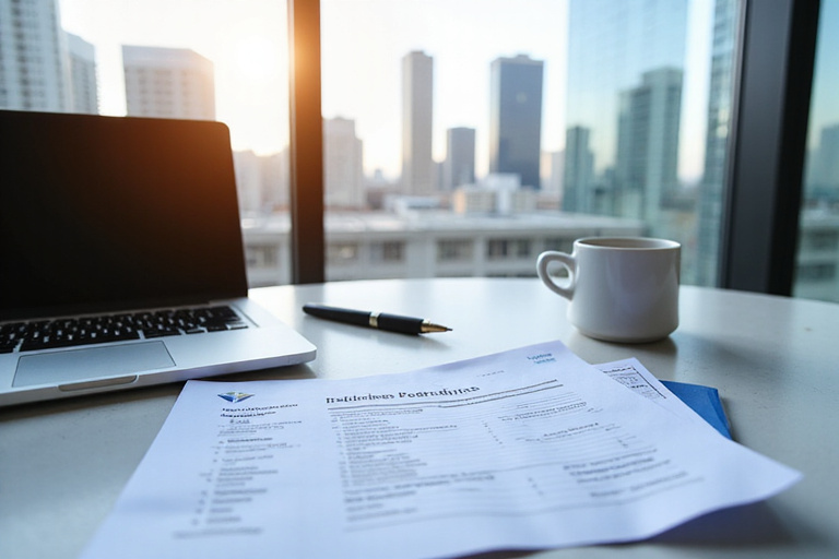 Business registration documents on a desk